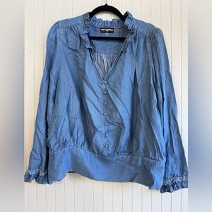 Blue Denim Karl Lagerfeld ruffle top